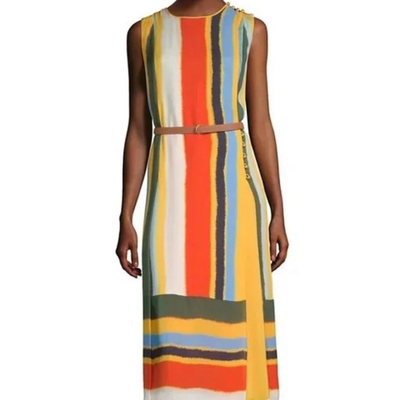 Tory Burch Colourful Striped Sleeveless Bettina Dress Size 12 - Picture 15 of 16
